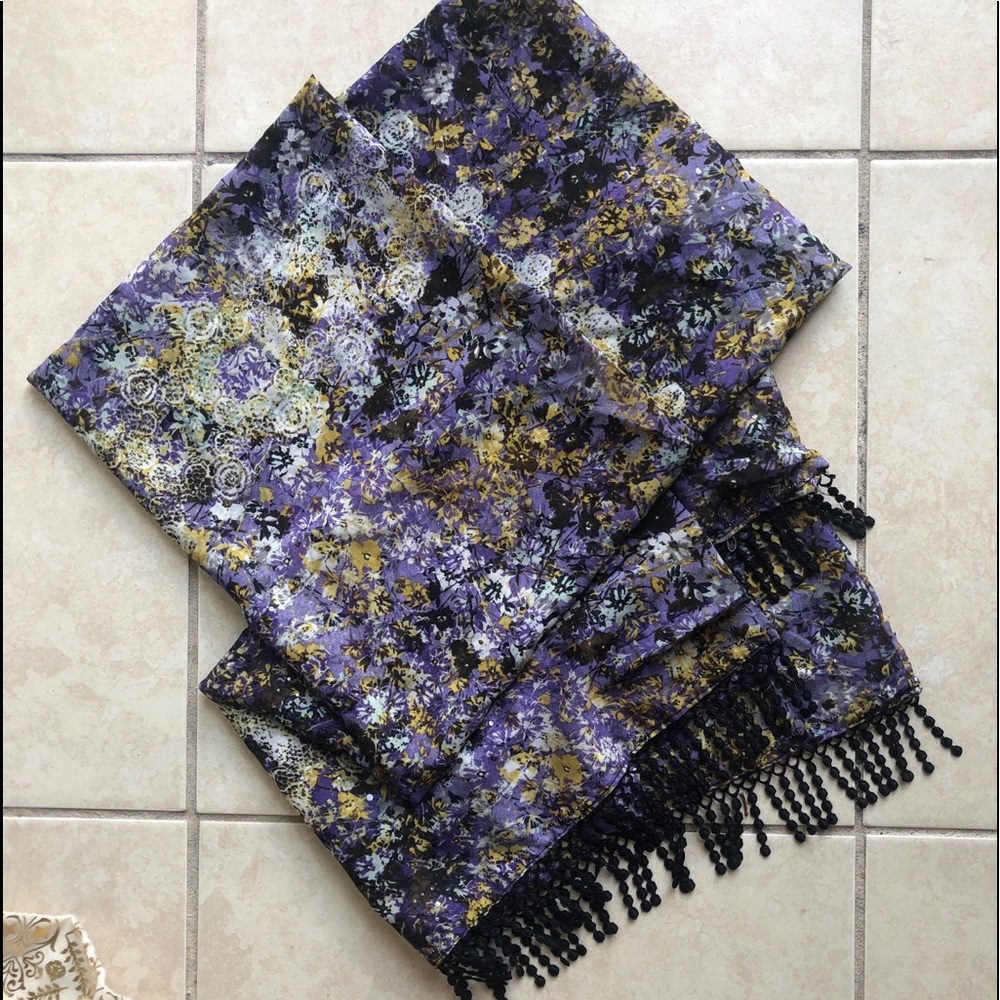 Purple/Green Chiffon Scarf
